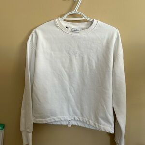 Gymshark White Crew Neck Sweater with Drawstring Waist